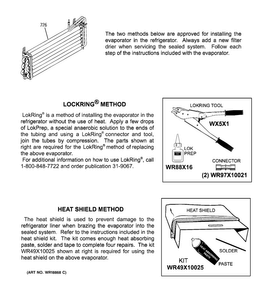 Evaporator Instructions Diagram and Parts List for GTH20SBBASS  General Electric Refrigerator