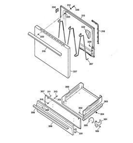 Door & Drawer Parts Diagram and Parts List for RGB524PEA1CT  Hotpoint Range