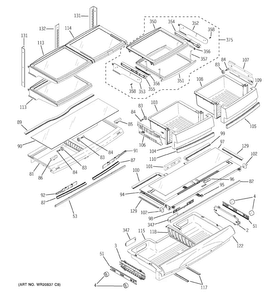 Fresh Food Shelves Diagram and Parts List for PGS25KSEAFSS  General Electric Refrigerator