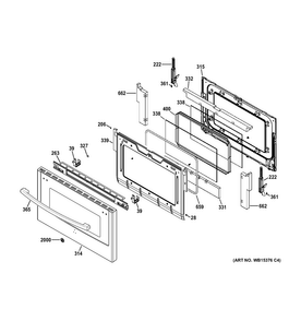 Lower Door Diagram and Parts List for PGB950DEF2WW  General Electric Range