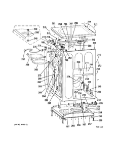 CABINET Diagram and Parts List for GCVH6260F0GG  General Electric Washer
