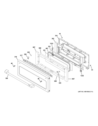 Upper Door Diagram and Parts List for C2S995SEL2SS  General Electric Range