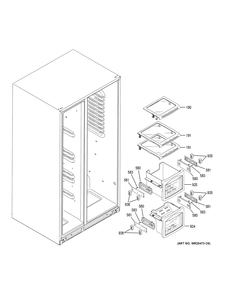 Freezer Shelves Diagram and Parts List for PZS22MSKPHSS  General Electric Refrigerator