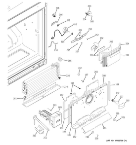 Freezer Section Diagram and Parts List for GFCE1NFBFDSS  General Electric Refrigerator