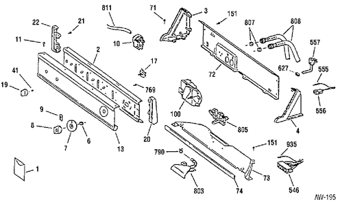 CONTROL GROUP Diagram and Parts List for HNXR2070W1WW  General Electric Washer