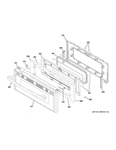 Upper Door Diagram and Parts List for PGB960EEJ2ES  General Electric Range