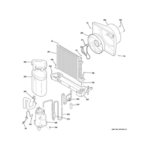 Sealed System Diagram and Parts List for PF40S10FPY01  General Electric Water Heater