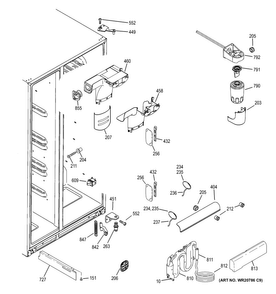Fresh Food Section Diagram and Parts List for PSE26KGEGEWW  General Electric Refrigerator