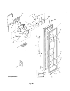 Freezer Door Diagram and Parts List for GSH25JGDDCC  General Electric Refrigerator