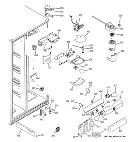 Fresh Food Section Diagram and Parts List for GSC22QGTMWW  General Electric Refrigerator