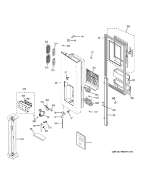 Part Location Diagram of WR55X29472 GE DISPLAY CONTROL BLACK STAINLESS