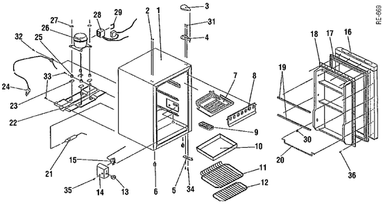 UNIT PARTS Diagram and Parts List for FR-092R  General Electric Refrigerator