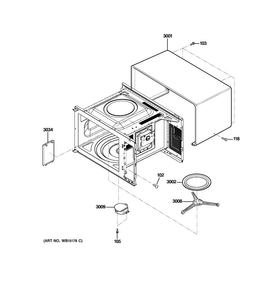 Oven Cavity Parts Diagram and Parts List for JES1451DS2WW  General Electric Microwave