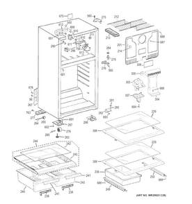 Cabinet Diagram and Parts List for GTH18GBDHRWW  General Electric Refrigerator