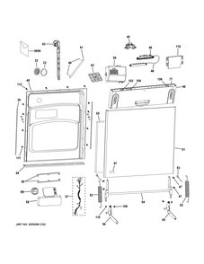 ESCUTCHEON & DOOR ASSEMBLY Diagram and Parts List for ZBD1870N02SS  General Electric Dishwasher