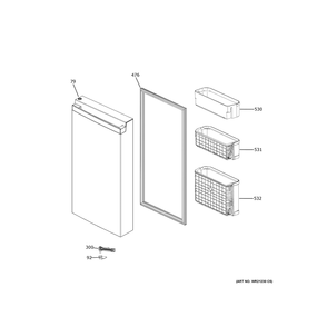 Freezer Door Diagram and Parts List for PHD23BYWBFS  General Electric Refrigerator