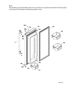 FF DOOR LEFT Diagram and Parts List for PNR20KGEBFBB  General Electric Refrigerator