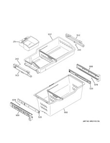 Freezer Shelves Diagram and Parts List for GWE22JYMBFFS  General Electric Refrigerator