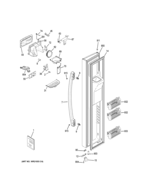FREEZER DOOR Diagram and Parts List for PZS22MMKGHES  General Electric Refrigerator