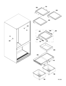 FF SHELVES Diagram and Parts List for GDRS0KBXARSS  General Electric Refrigerator
