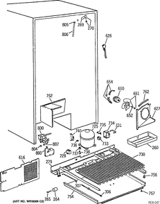 UNIT PARTS Diagram and Parts List for TPX24B1YAWW  General Electric Refrigerator