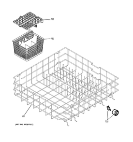 LOWER RACK ASSEMBLY Diagram and Parts List for MLD4007L20WW  General Electric Dishwasher
