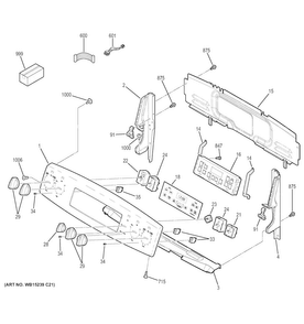 Control Panel Diagram and Parts List for JB640DF6BB  General Electric Range