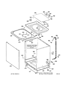CABINET Diagram and Parts List for GHDSE524F0WW  General Electric Washer