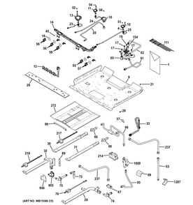 Gas & Burner Parts Diagram and Parts List for PGB950DEF2WW  General Electric Range