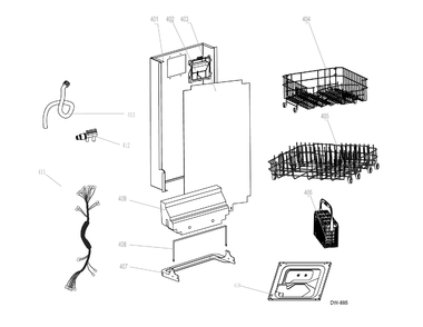 RACKS Diagram and Parts List for GPF400SGF00WW  General Electric Dishwasher