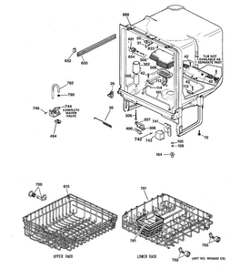 Body Parts Diagram and Parts List for HDA1000G20WH  Hotpoint Dishwasher