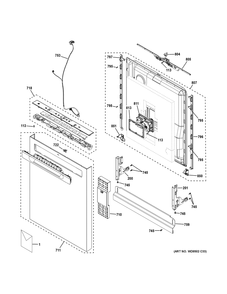 Escutcheon And Door Assembly Diagram and Parts List for GDP670SMV1ES  General Electric Dishwasher