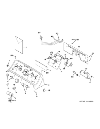 Controls & Backsplash Diagram and Parts List for GTW460ASJ9WW  General Electric Washer