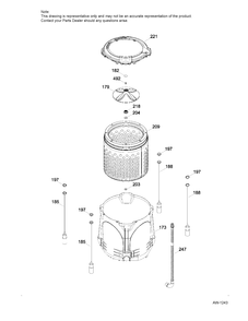 TUB, BASKET & AGITATOR Diagram and Parts List for GTW680BMK0DG  General Electric Washer