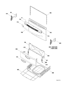DOOR & DRAWER Diagram and Parts List for MGAS724EL1WW  General Electric Range