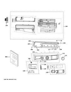 Controls And Dispenser Diagram and Parts List for GFW550SPR5RS  General Electric Washer