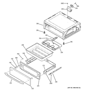 Warming Drawer Diagram and Parts List for PCB900DP1BB  General Electric Range