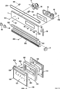 CONTROL PANEL & DOOR Diagram and Parts List for RCK524GR-2  General Electric Range