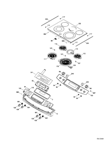 CONTROL PANEL & COOKTOP Diagram and Parts List for JCSP42SR2SS  General Electric Range