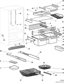 CABINET Diagram and Parts List for TDC18PAAALBS  General Electric Refrigerator