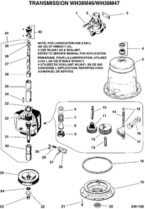TRANSMISSION Diagram and Parts List for 52190116  General Electric Washer