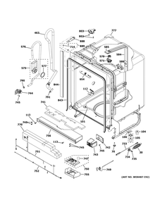 Body Parts 1 Diagram and Parts List for GDF640HGM4WW  General Electric Dishwasher