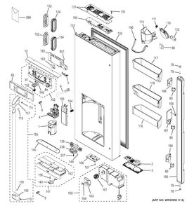Dispenser Door Diagram and Parts List for CFE28USHCSS  General Electric Refrigerator