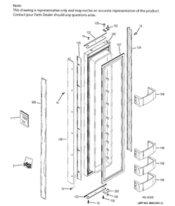 FZ DOOR Diagram and Parts List for ZIS420NHB  General Electric Refrigerator