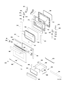DOOR & DRAWER Diagram and Parts List for JCBP63WK4WW  General Electric Range