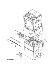 Cabinet 2 Diagram and Parts List for GTUP240EM4WW  General Electric Washer Dryer Combo