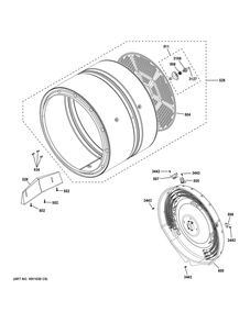 Drum Diagram and Parts List for GUD27EEPV0DG  General Electric Washer Dryer Combo
