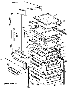Fresh Food Shelves Diagram and Parts List for TFX24PRXDWW  General Electric Refrigerator