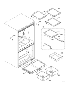 Ff Shelves Diagram and Parts List for GFRS2KBYCS  General Electric Refrigerator