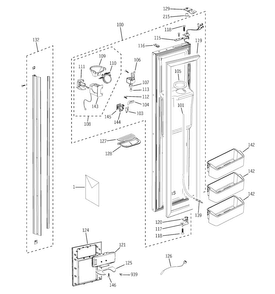 Freezer Door Diagram and Parts List for PSB42LSRBV  General Electric Refrigerator